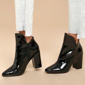 Liliana Black Patent Leather Boots